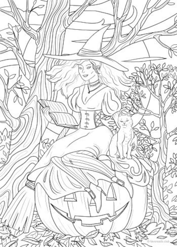 Witchcraft printable adult coloring page from favoreads coloring book pages for adults and kids coloring sheets colouring designs