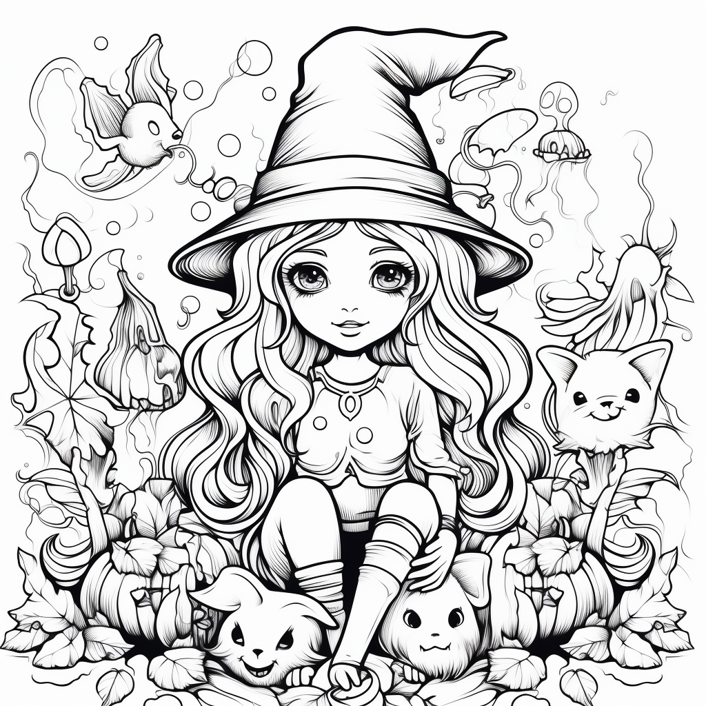 Witchy coloring pages