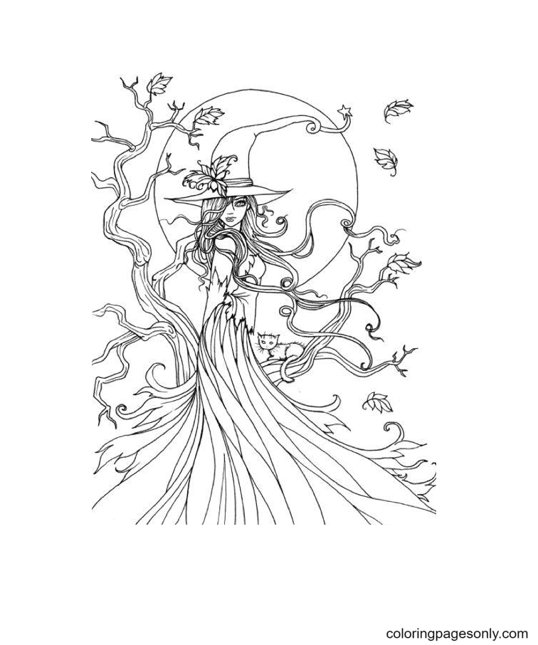 Halloween witch coloring pages printable for free download