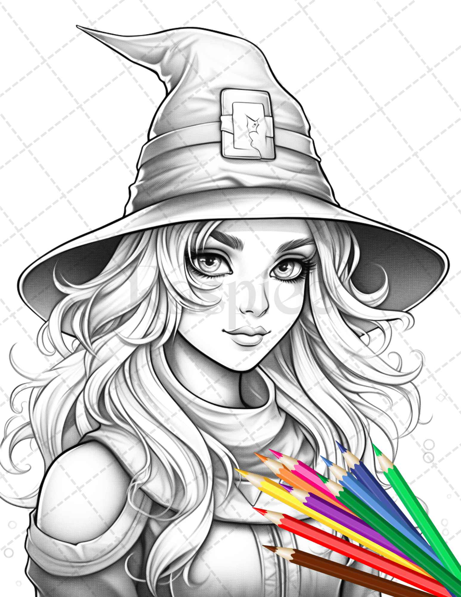 Cute witches coloring pages printable for adults grayscale colorin â coloring