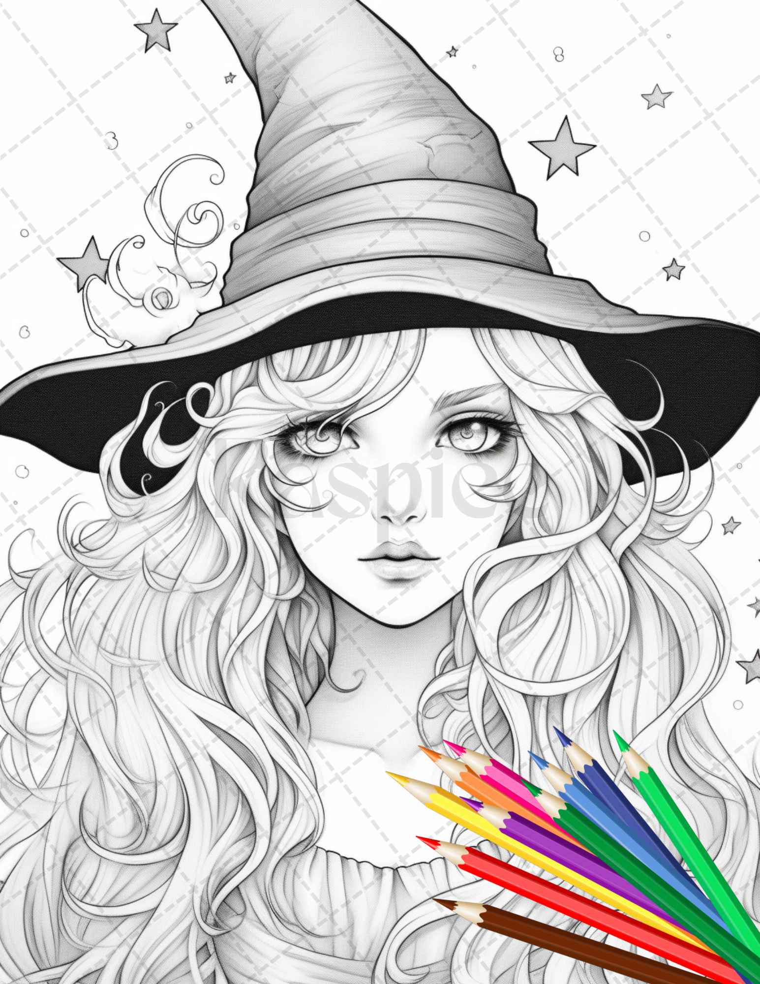 Cute witches coloring pages printable for adults grayscale colorin â coloring