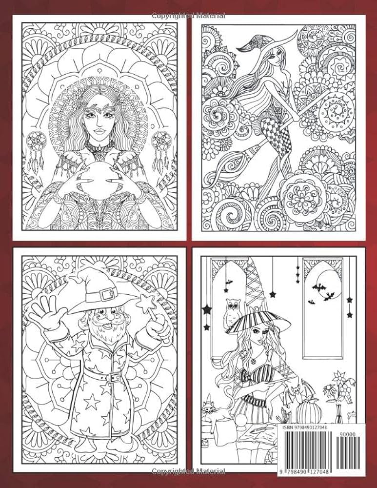 Witch coloring book for adults modern witch coloring pages gothic magical witchcraft art with potions book of shadows celestial moon magic the witch coloring book best gifts for adults