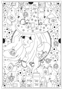 Witch coloring pages for adults kids