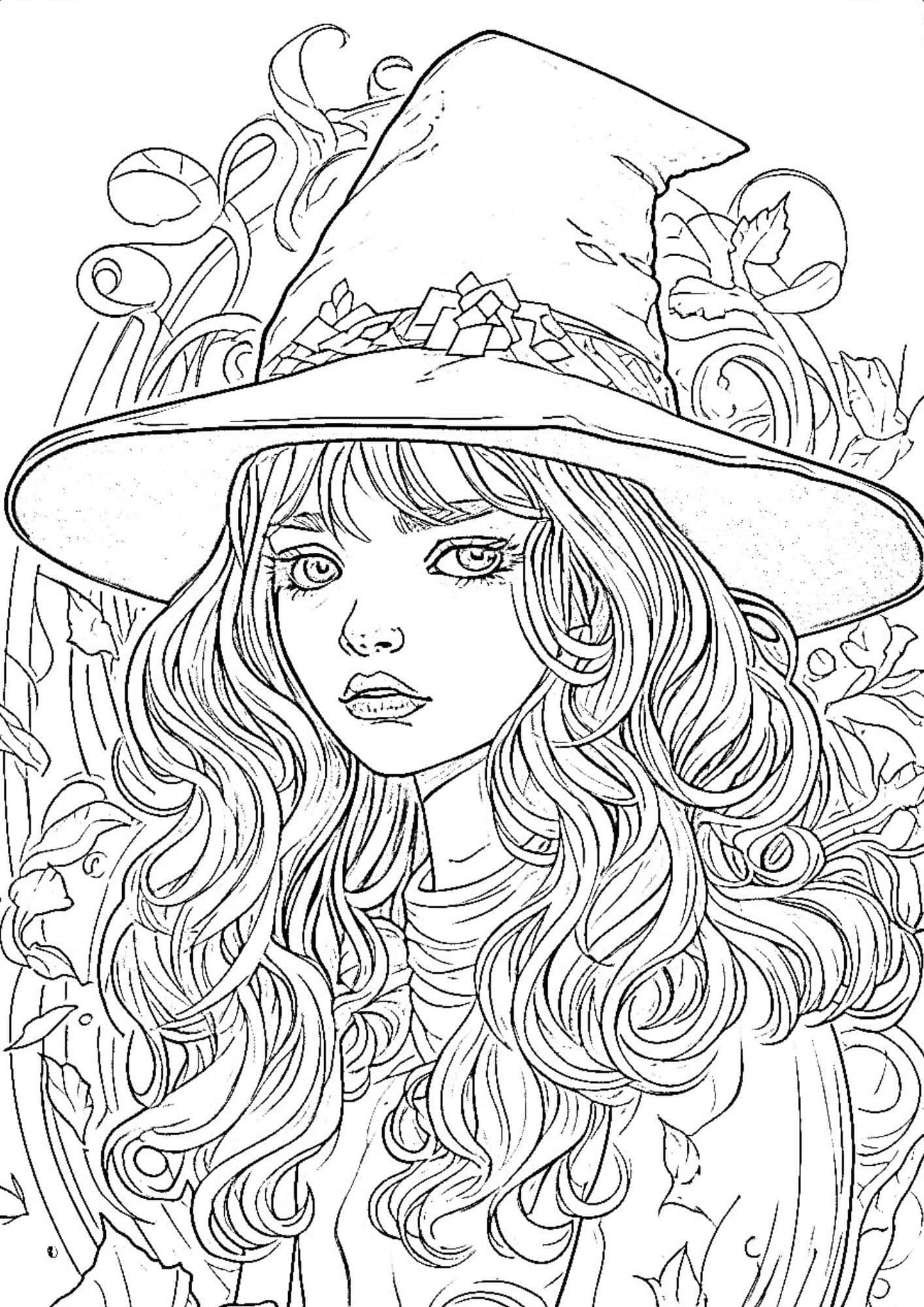 Captivating witch coloring pages for kids and adults