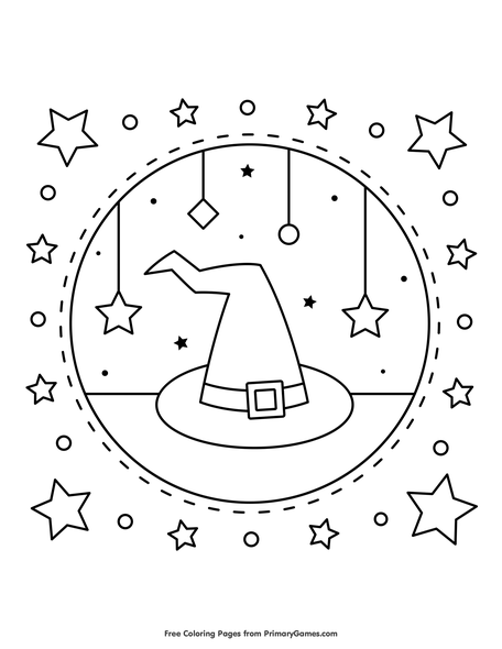 Witchs hat coloring page â free printable pdf from