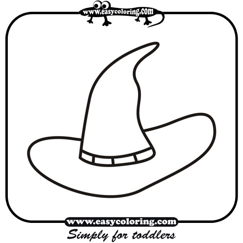 Halloween witch hat easy coloring pages for toddlers