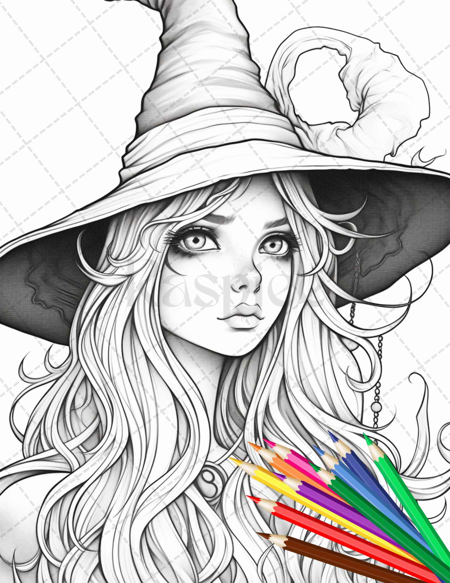 Cute witches coloring pages printable for adults grayscale colorin â coloring