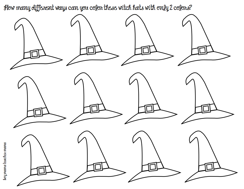 Teacher mama free witch hat coloring activity