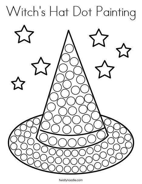 Witchs hat dot painting coloring page