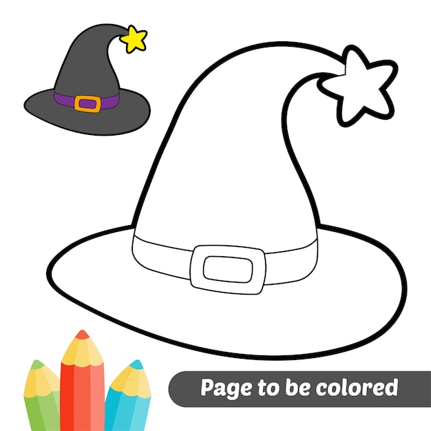 Premium vector coloring book for kids witch hat vector