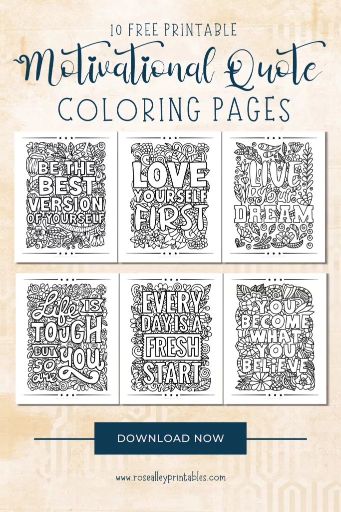 Free printable motivational quote coloring pages