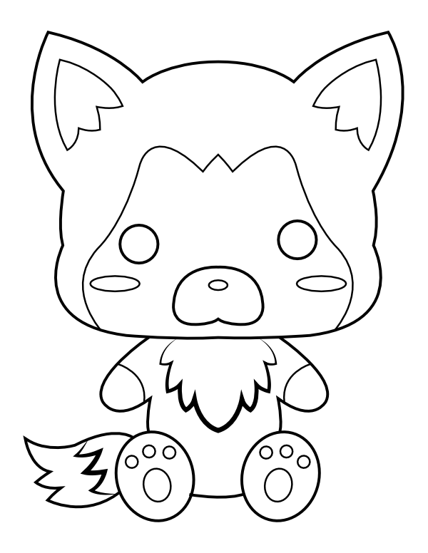 Printable kawaii wolf coloring page