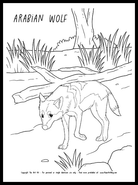 Arabian wolf coloring page free printable â the art kit