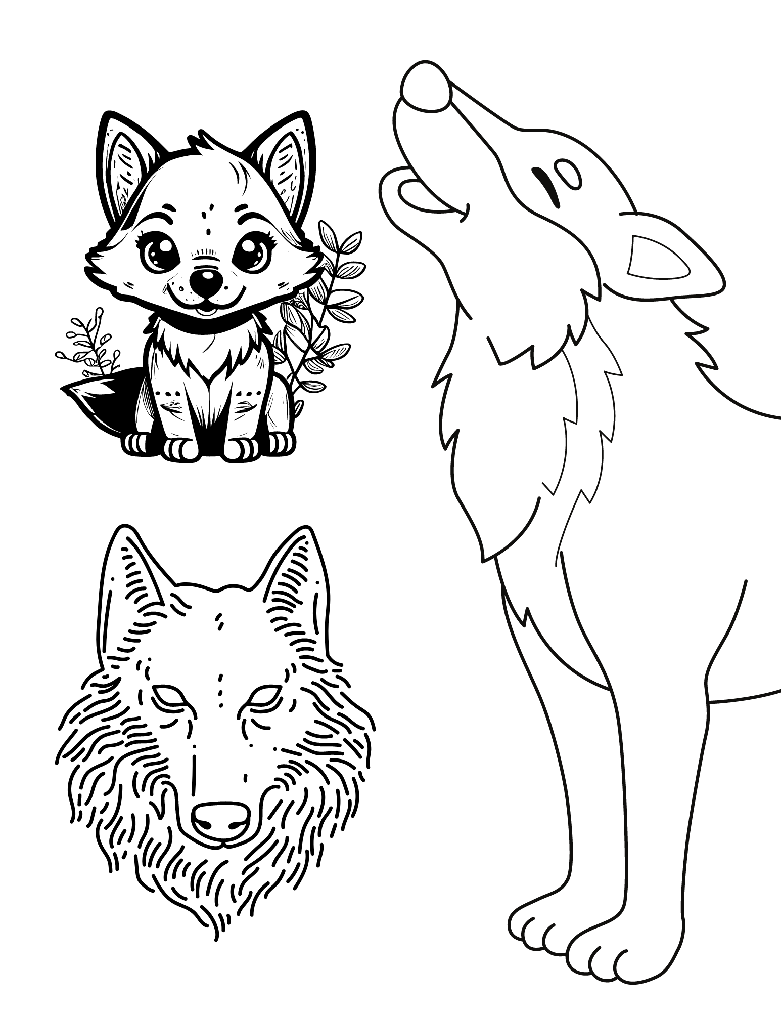 Wild and wonderful wolf coloring pages for kids and adults