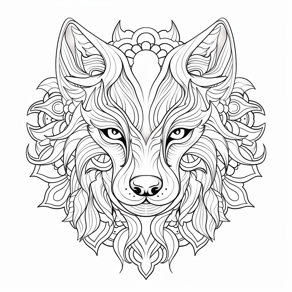 Wolf mandala coloring pages