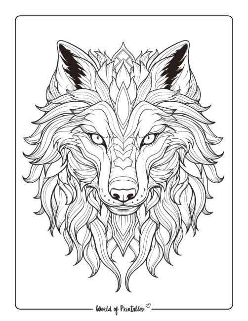 Wolf coloring pages for kids adults