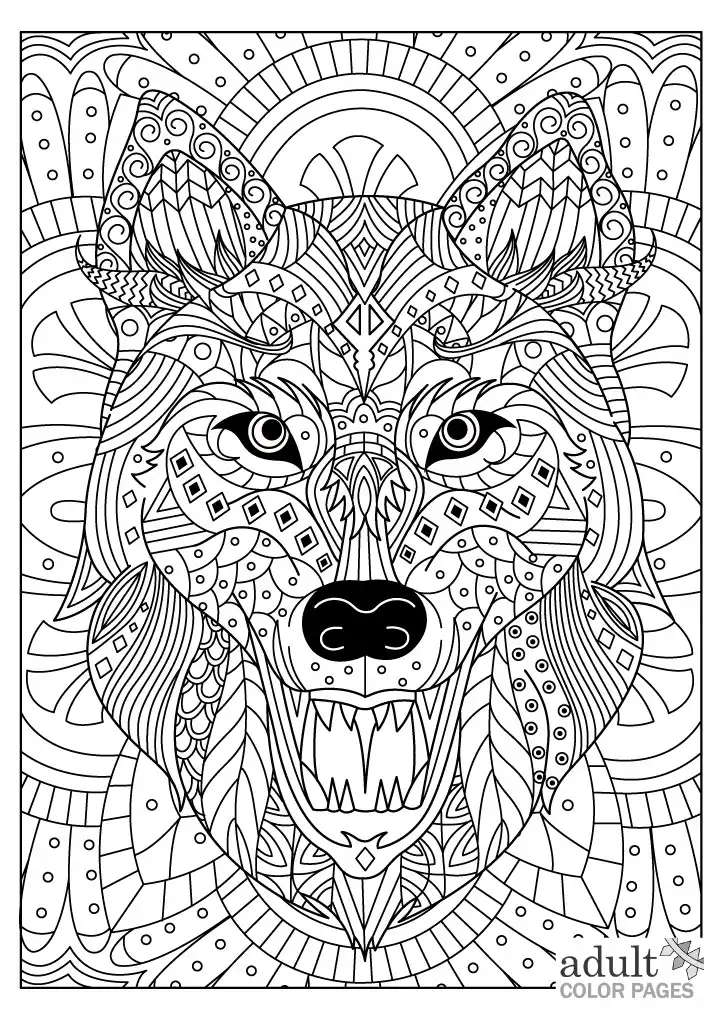 Free printable detailed wolf coloring pages for adults