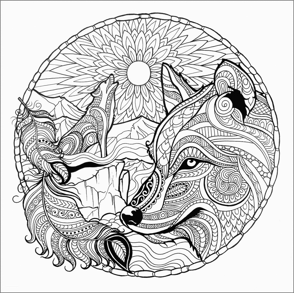 Wolf coloring pages for adults