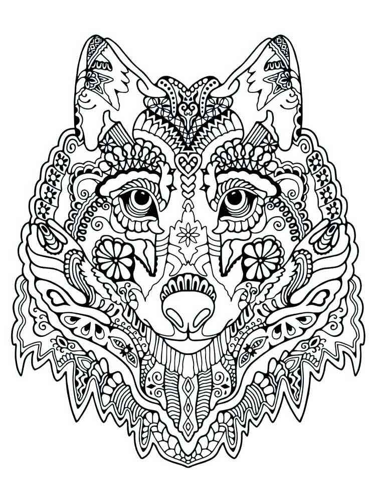 Wolf coloring pages for adults