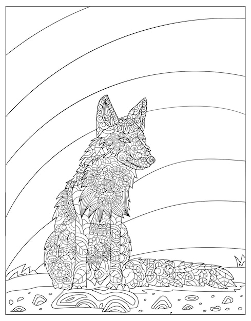 Premium vector wolf sketch doodle art for adults coloring book