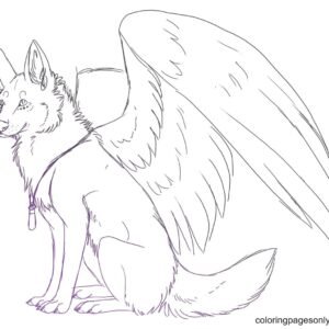 Wolf with wings coloring pages printable for free download