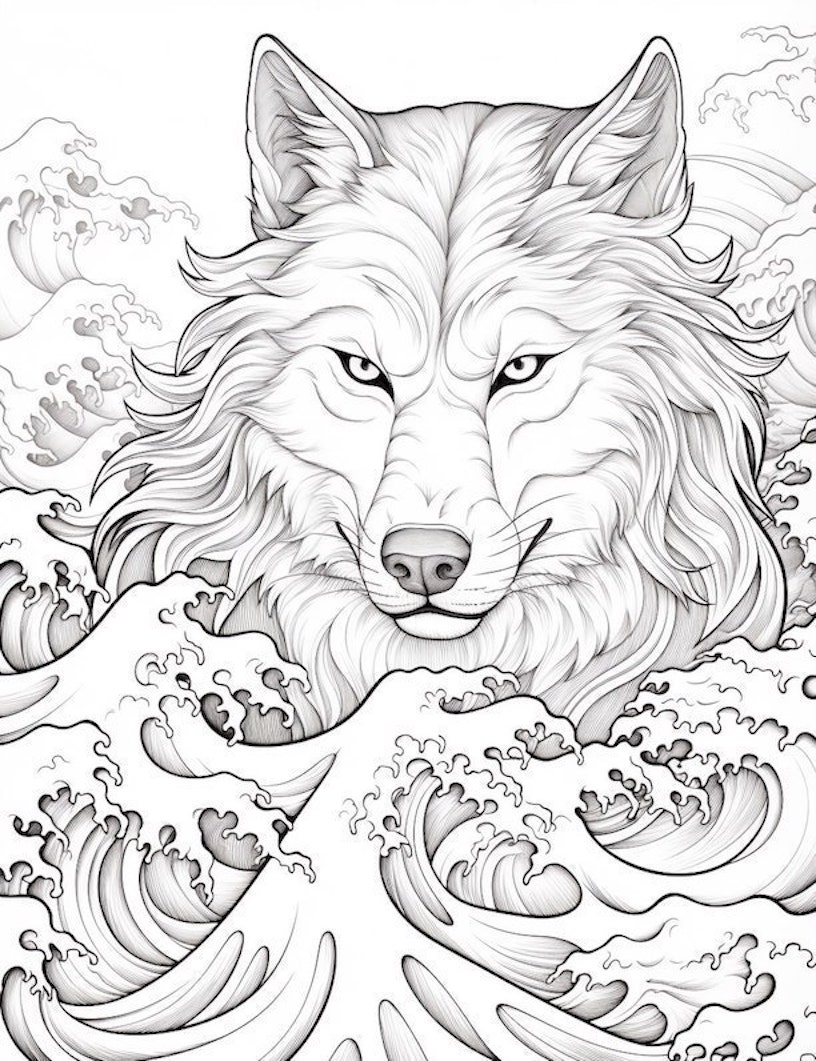 Majestic wolf coloring pages for kids and adults