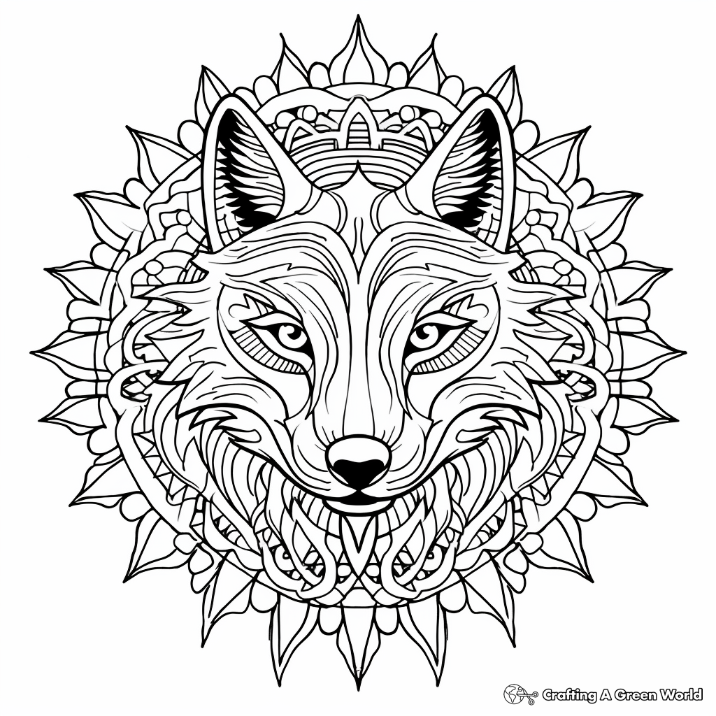 Wolf mandala coloring pages