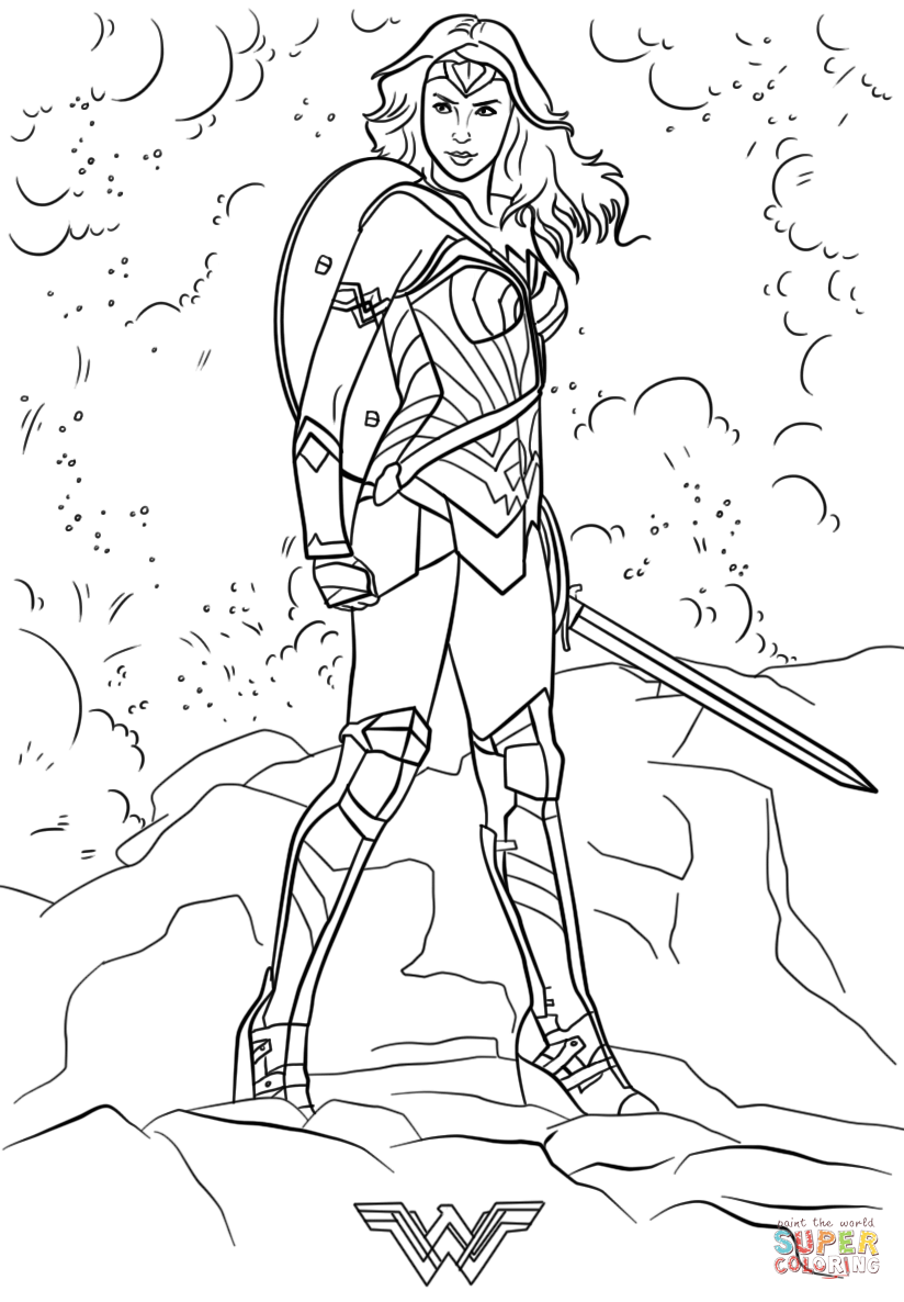 Wonder woman coloring page free printable coloring pages