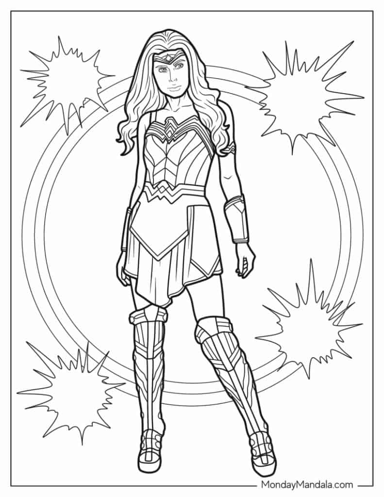 Wonder woman coloring pages free pdf printables