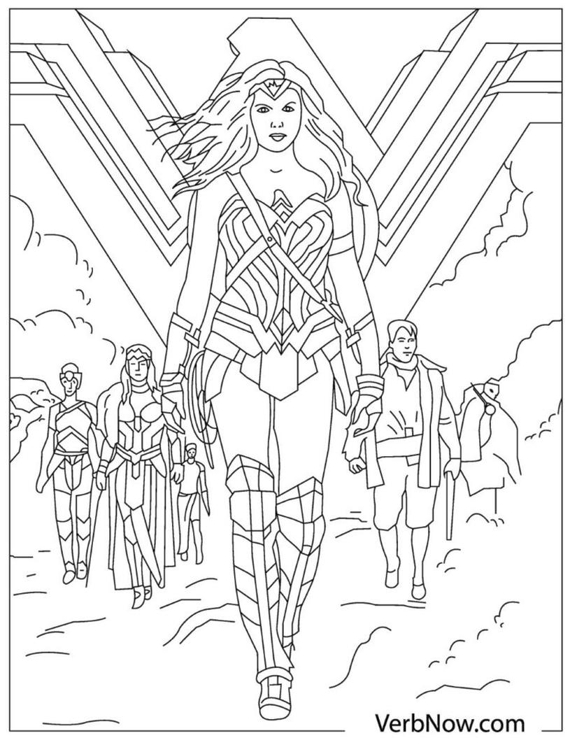 Get this free justice league coloring pages wonder woman leading her people