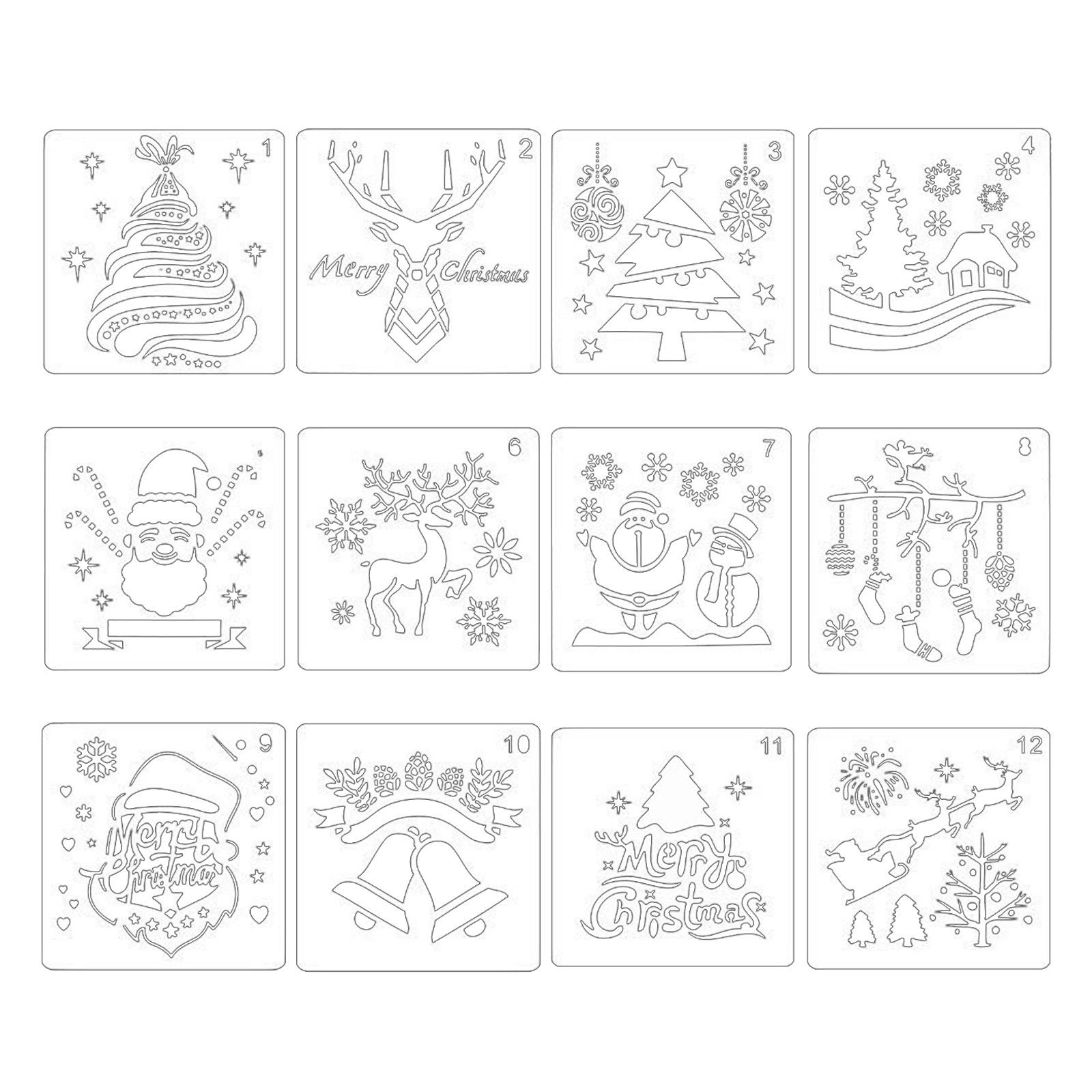 Pc chritma tencil template craft for praying window painting crapbook porch