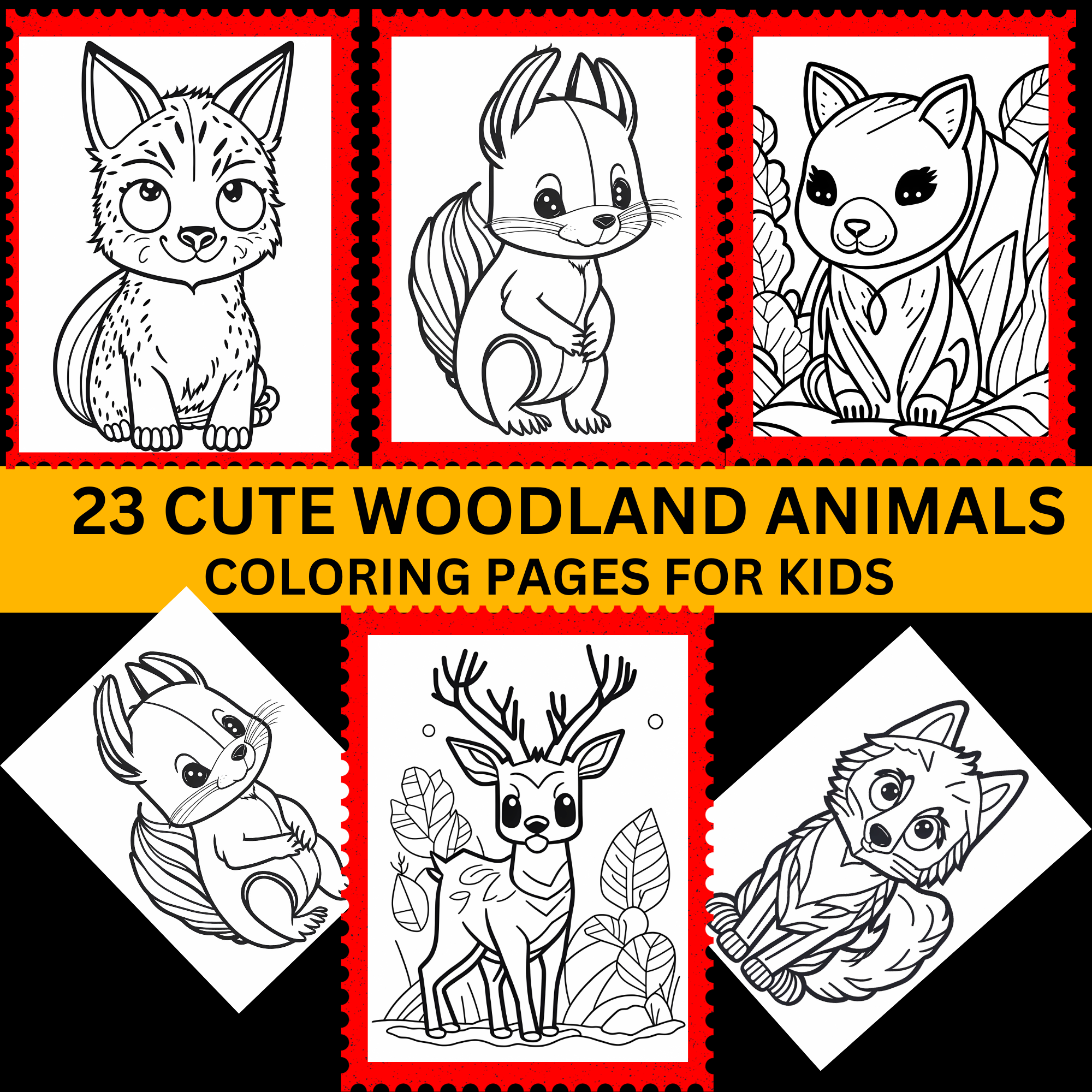 Unique and adorable woodland animals coloring pages for kids