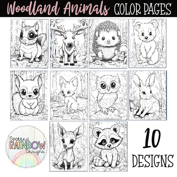 Woodland forest animals habitats coloring pages by spotted rainbow designs