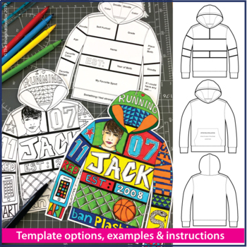 Design a hoodie all about me first week back to school art and writing activity