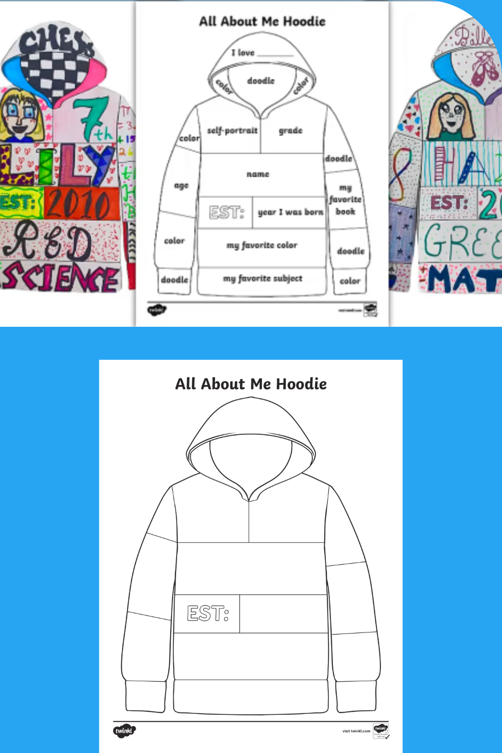 All about me hoodie activity first week of school ideas all about me art about me activities