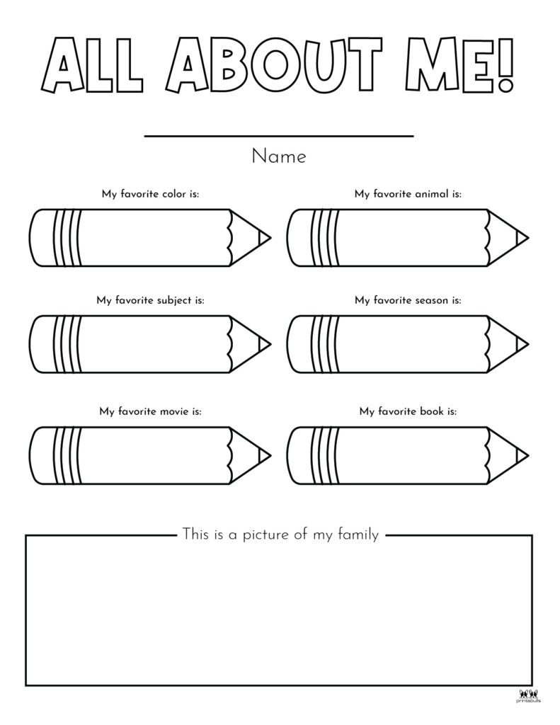 All about me printable worksheets