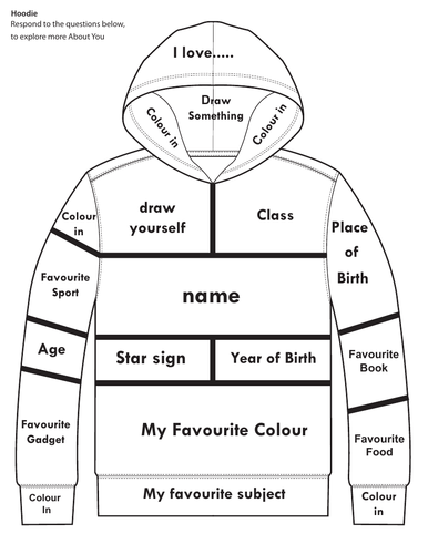 All about me hoodie activity teaching resources