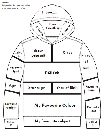 All about me hoodie activity teaching resources