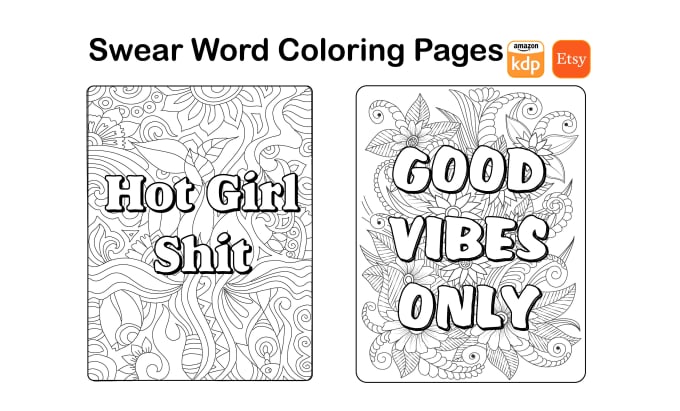 Create digital hand drawn swear word coloring pages by aklimabernard