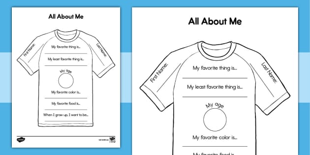 All about me jersey activity teacher made