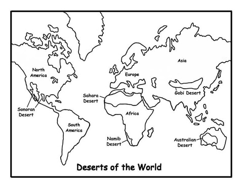 Map of deserts coloring page free printable coloring pages
