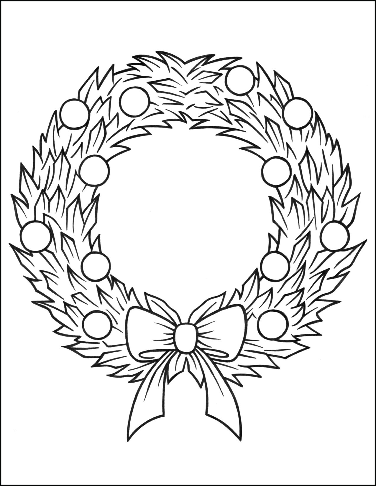 Christmas wreath coloring page