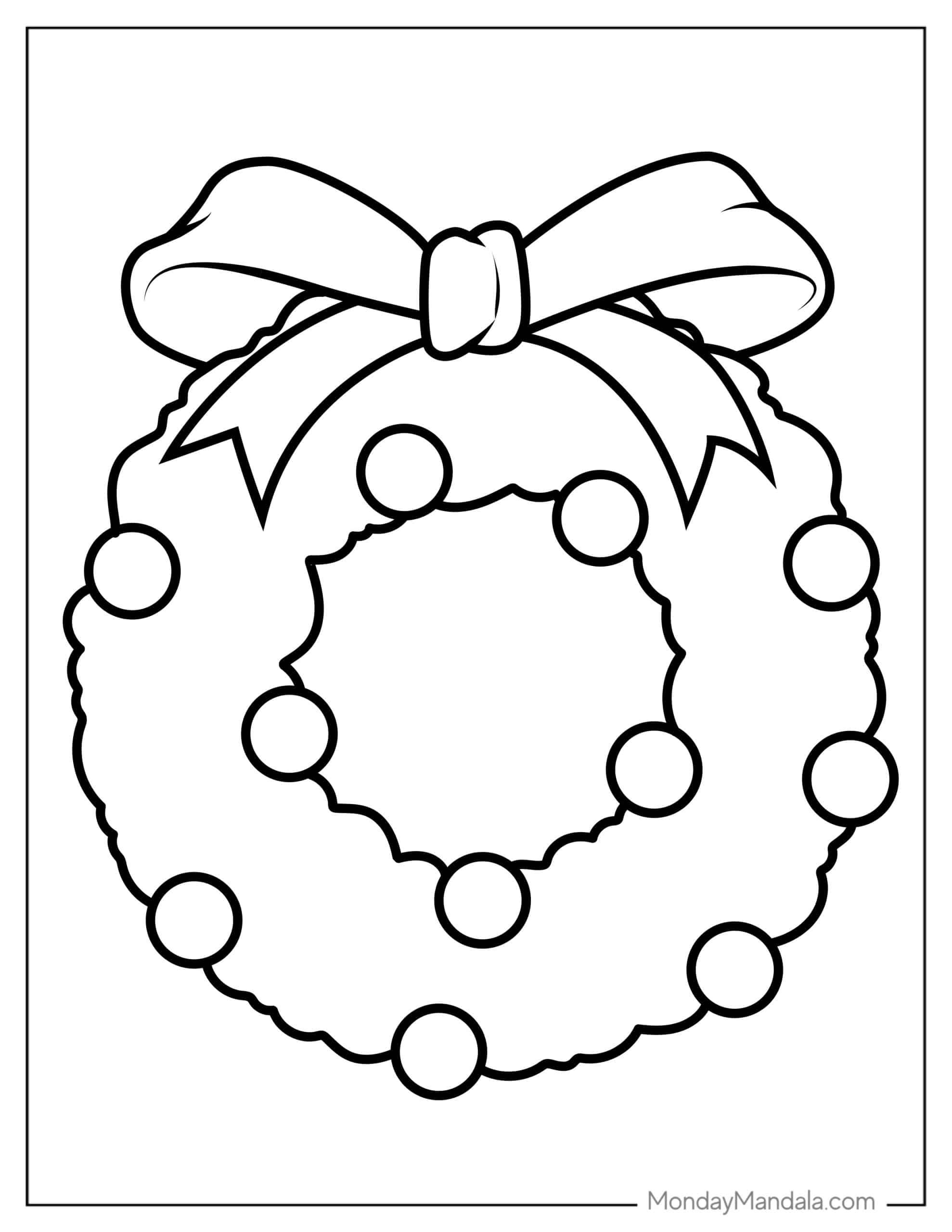 Christmas wreath coloring pag free pdf printabl christmas wreaths wreath drawing easy christmas wreaths