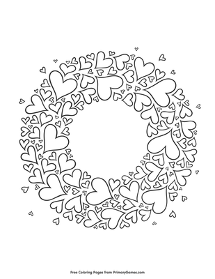 Heart wreath coloring page â free printable pdf from
