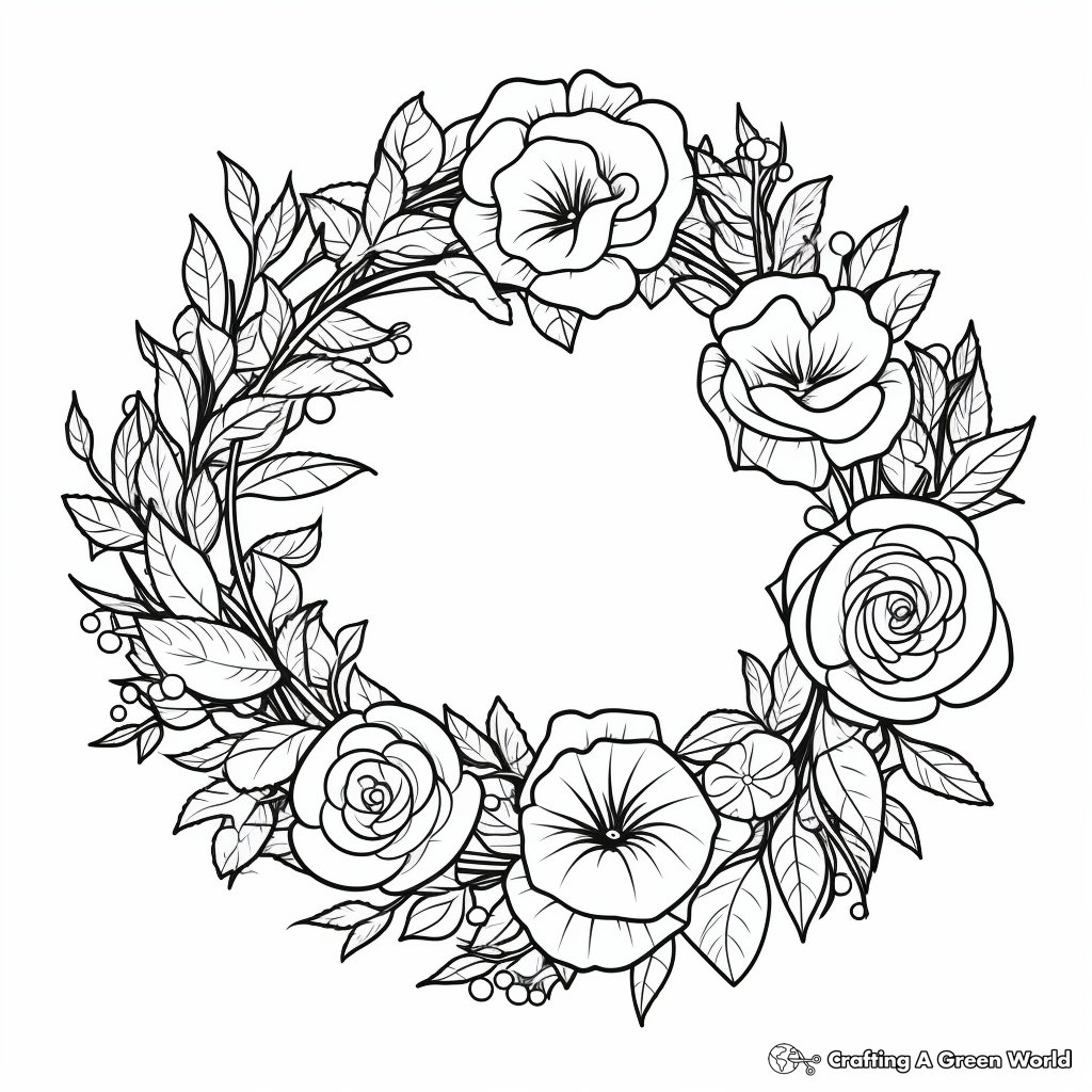 Flower wreath coloring pages