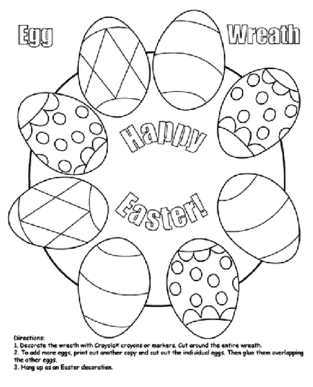 Easter egg wreath coloring page