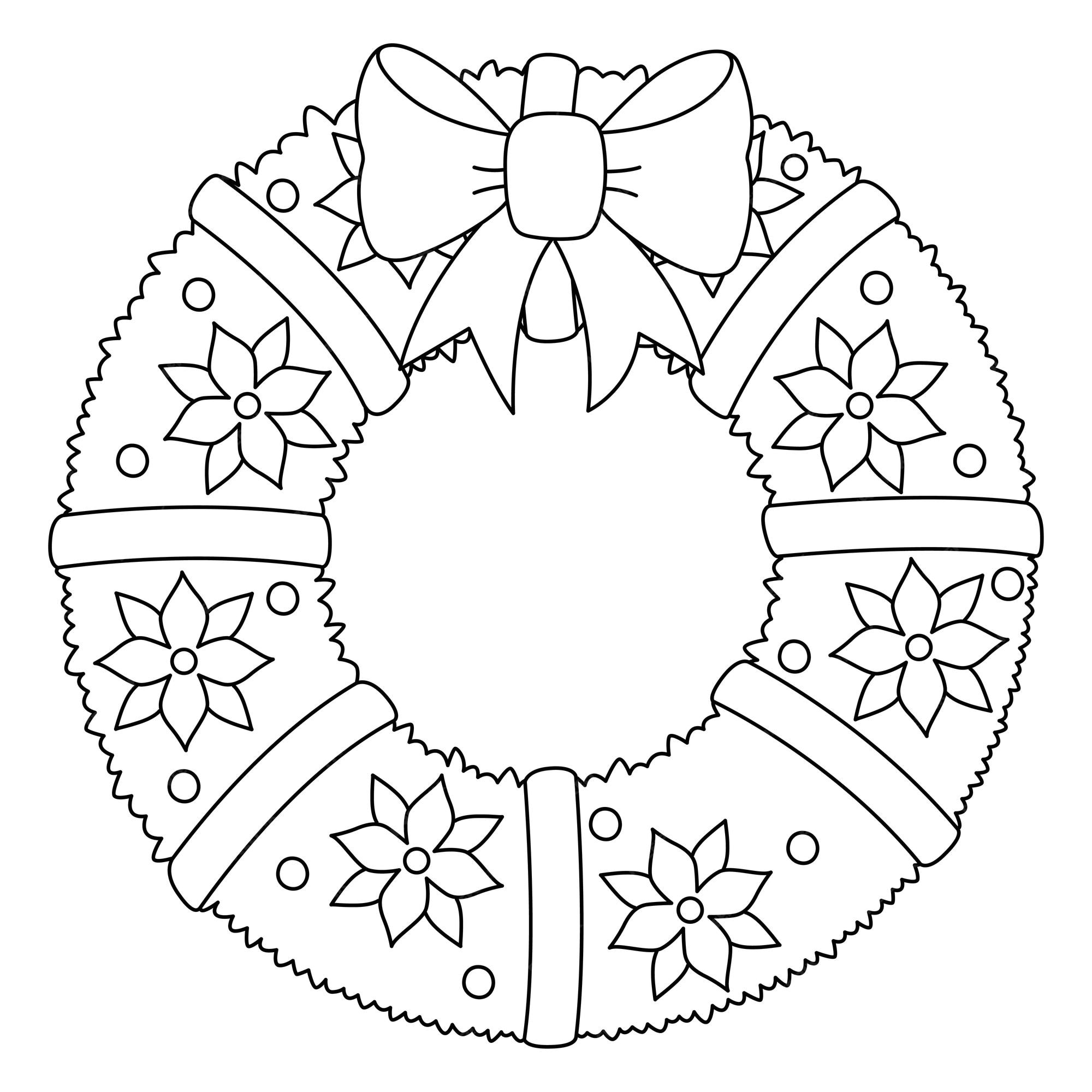 Premium vector christmas wreath isolated coloring page for kids