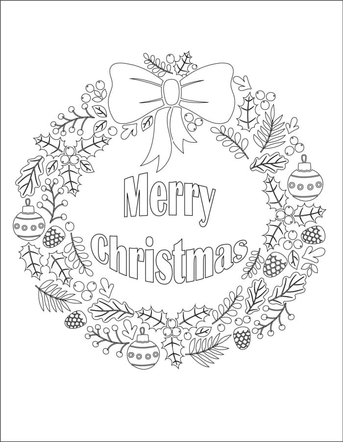 Free christmas wreath coloring pages