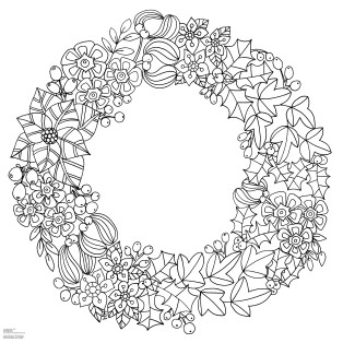 Winterchristmas wreath colouring pages â angela porter