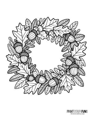 Pretty fall wreath coloring pages for craft learning fun at